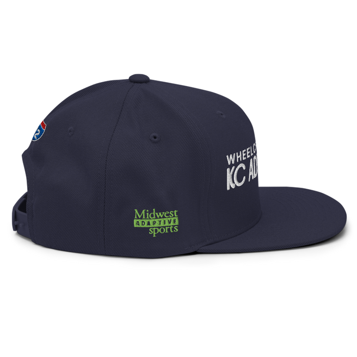 Right angle of the MAS Kansas City Advantage Wheelchair Tennis Chiro Navy Flat Bill Snapback against a white background