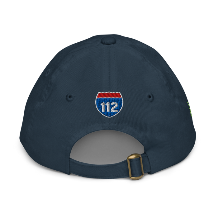Back angle of the MAS Kansas City Advantage Wheelchair Tennis Chiro Navy Youth Dad Hat against a white background