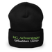 Front angle of the MAS Kansas City Advantage Wheelchair Tennis Script Black Beanie against a white background