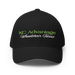 Front angle of the MAS Kansas City Advantage Wheelchair Tennis Script Black Flexfit Curved Bill Fitted against a white background