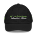Front angle of the MAS Kansas City Advantage Wheelchair Tennis Script Black Youth Dad Hat against a white background