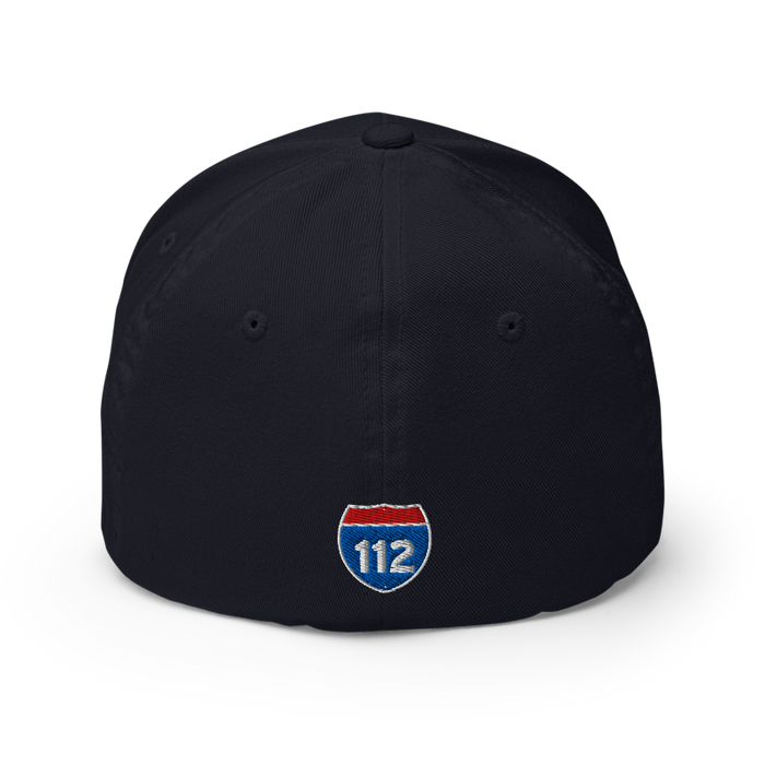 Back angle of the MAS Kansas City Advantage Wheelchair Tennis Script Dark Navy Flexfit Curved Bill Fitted against a white background