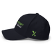 Left angle of the MAS Kansas City Advantage Wheelchair Tennis Script Dark Navy Flexfit Curved Bill Fitted against a white background