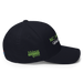 Right angle of the MAS Kansas City Advantage Wheelchair Tennis Script Dark Navy Flexfit Curved Bill Fitted against a white background