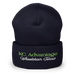 Front angle of the MAS Kansas City Advantage Wheelchair Tennis Script Navy Beanie against a white background