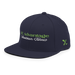 Front left angle of the MAS Kansas City Advantage Wheelchair Tennis Script Navy Flat Bill Snapback against a white background