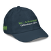 Front right angle of the MAS Kansas City Advantage Wheelchair Tennis Script Navy Youth Dad Hat against a white background
