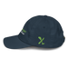 Left angle of the MAS Kansas City Advantage Wheelchair Tennis Script Navy Youth Dad Hat against a white background