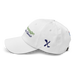 Left angle of the MAS Kansas City Advantage Wheelchair Tennis Script White Dad Hat against a white background
