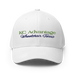 Front angle of the MAS Kansas City Advantage Wheelchair Tennis Script White Flexfit Curved Bill Fitted against a white background