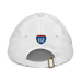 Back angle of the MAS Kansas City Advantage Wheelchair Tennis Script White Youth Dad Hat against a white background
