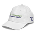 Front left angle of the MAS Kansas City Advantage Wheelchair Tennis Script White Youth Dad Hat against a white background