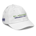 Front right angle of the MAS Kansas City Advantage Wheelchair Tennis Script White Youth Dad Hat against a white background