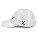 Left angle of the MAS Kansas City Advantage Wheelchair Tennis Script White Youth Dad Hat against a white background