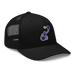 Front right angle of the MAS Kansas City Advantage Wheelchair Tennis Silhouette Black Curved Bill Trucker Snapback against a white background