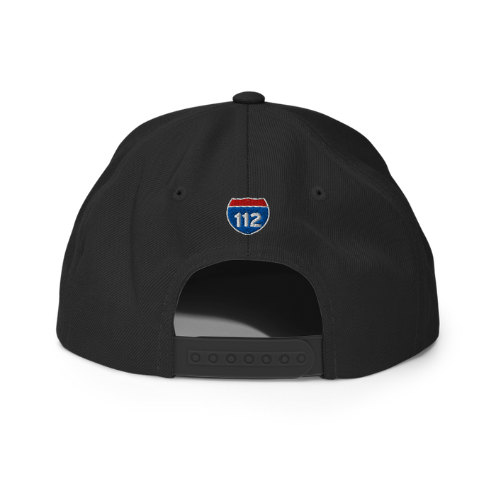 Back angle of the MAS Kansas City Advantage Wheelchair Tennis Silhouette Black Flat Bill Snapback against a white background