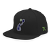 Front left angle of the MAS Kansas City Advantage Wheelchair Tennis Silhouette Black Flat Bill Snapback against a white background