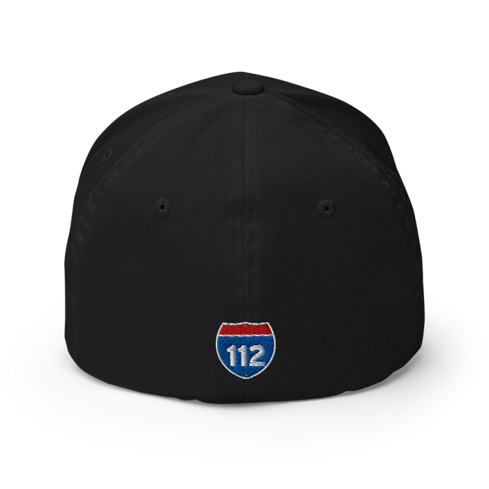 Back angle of the MAS Kansas City Advantage Wheelchair Tennis Silhouette Black Flexfit Curved Bill Fitted against a white background