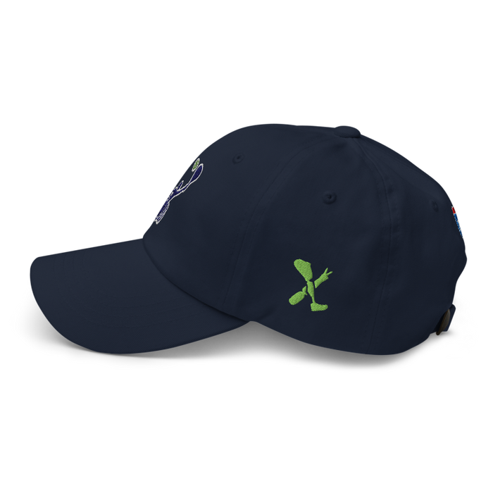 Left angle of the MAS Kansas City Advantage Wheelchair Tennis Silhouette Navy Dad Hat against a white background