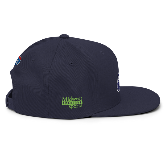 Right angle of the MAS Kansas City Advantage Wheelchair Tennis Silhouette Navy Flat Bill Snapback against a white background