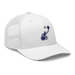 Front right angle of the MAS Kansas City Advantage Wheelchair Tennis Silhouette White Curved Bill Trucker Snapback against a white background