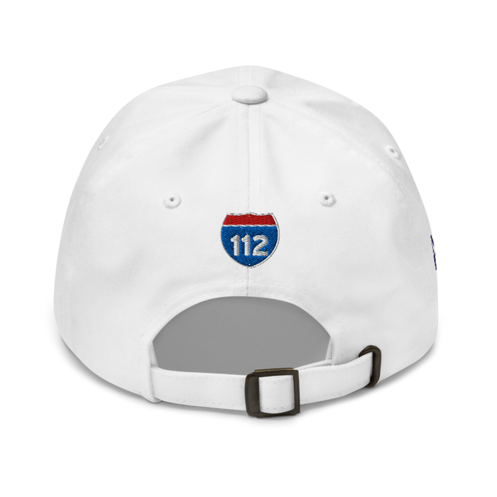 Back angle of the MAS Kansas City Advantage Wheelchair Tennis Silhouette White Dad Hat against a white background
