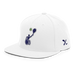 Front left angle of the MAS Kansas City Advantage Wheelchair Tennis Silhouette White Flat Bill Snapback against a white background