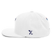 Left angle of the MAS Kansas City Advantage Wheelchair Tennis Silhouette White Flat Bill Snapback against a white background