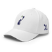 Front left angle of the MAS Kansas City Advantage Wheelchair Tennis Silhouette White Flexfit Curved Bill Fitted against a white background