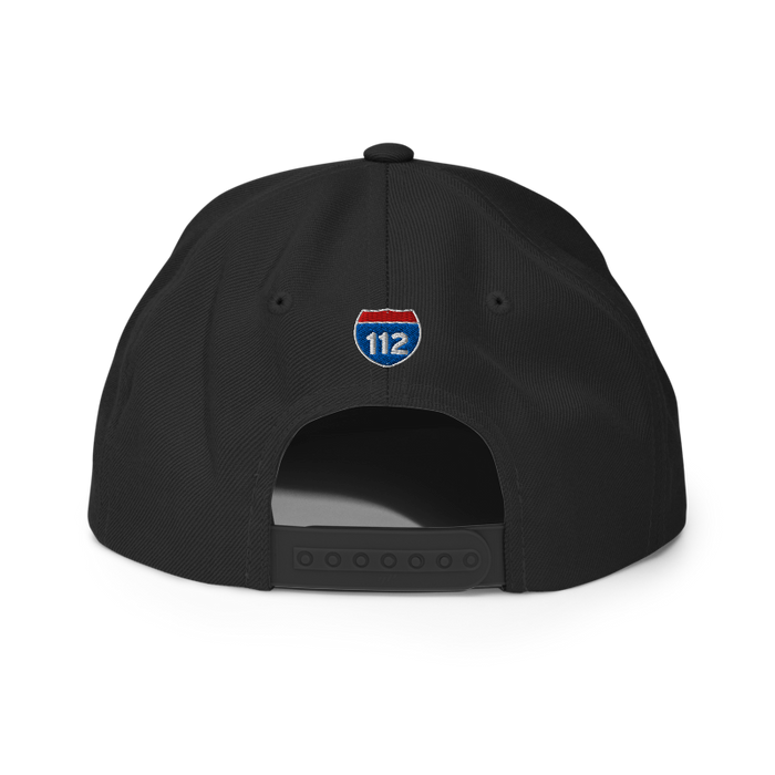 Back angle of the MAS Kansas City Advantage Wheelchair Tennis Wordmark Black Flat Bill Snapback against a white background