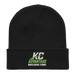 Front angle of the MAS Kansas City Advantage Wheelchair Tennis Wordmark Black Organic Beanie laid flat against a white background