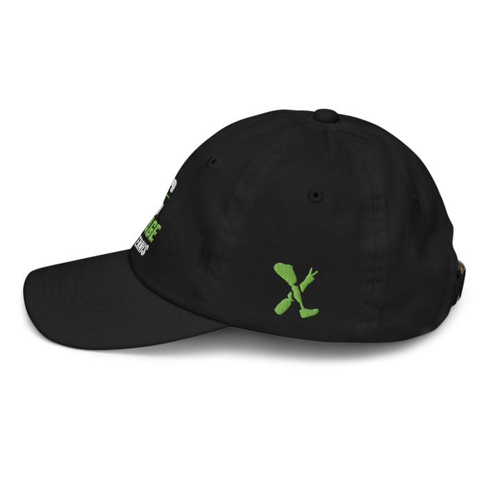 Left angle of the MAS Kansas City Advantage Wheelchair Tennis Wordmark Black Youth Dad Hat against a white background
