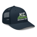 Front right angle of the MAS Kansas City Advantage Wheelchair Tennis Wordmark Navy Curved Bill Trucker Snapback against a white background