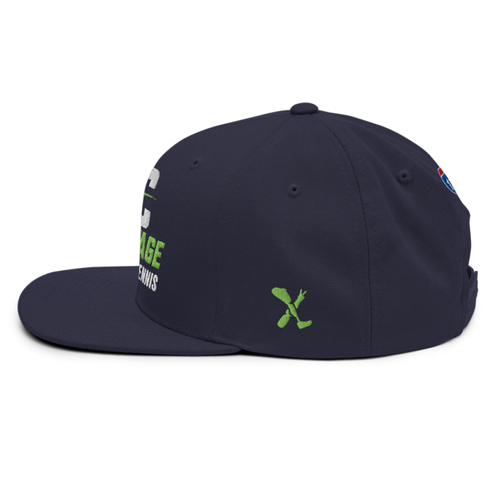 Left angle of the MAS Kansas City Advantage Wheelchair Tennis Wordmark Navy Flat Bill Snapback against a white background