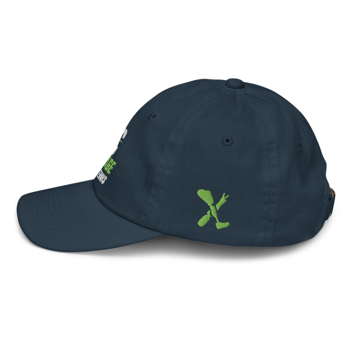 Left angle of the MAS Kansas City Advantage Wheelchair Tennis Wordmark Navy Youth Dad Hat against a white background