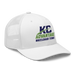 Front right angle of the MAS Kansas City Advantage Wheelchair Tennis Wordmark White Curved Bill Trucker Snapback against a white background