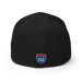 Back angle of the MAS Kansas City Kings Wheelchair Basketball Black Flexfit Curved Bill Fitted against a white background