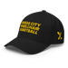 Front left angle of the MAS Kansas City Kings Wheelchair Basketball Black Flexfit Curved Bill Fitted against a white background