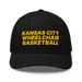 Front angle of the MAS Kansas City Kings Wheelchair Basketball Black Curved Bill Trucker Snapback against a white background