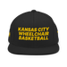 Front angle of the MAS Kansas City Kings Wheelchair Basketball Black Flat Bill Snapback against a white background