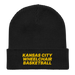 Front angle of the MAS Kansas City Kings Wheelchair Basketball Black Organic Beanie laid flat against a white background