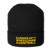 Front angle of the MAS Kansas City Kings Wheelchair Basketball Black Organic Beanie against a white background