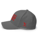 Left side angle of the MAS Kansas City Kings Wheelchair Basketball Grey Flexfit Curved Bill Fitted against a white background