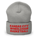 Front angle of the MAS Kansas City Kings Wheelchair Basketball Heather Grey Beanie against a white background