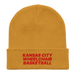 Front angle of the MAS Kansas City Kings Wheelchair Basketball Mustard Yellow Organic Beanie laid flat against a white background