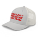Front left angle of the MAS Kansas City Kings Wheelchair Basketball Silver Curved Bill Trucker Snapback against a white background