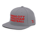 Front left angle of the MAS Kansas City Kings Wheelchair Basketball Silver Flat Bill Snapback against a white background
