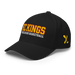 Front left angle of the MAS Kansas City Kings Wheelchair Basketball KC Kings Black Flexfit Curved Bill Fitted against a white background