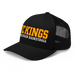 Front left angle of the MAS Kansas City Kings Wheelchair Basketball KC Kings Black Curved Bill Trucker Snapback against a white background