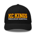 Front angle of the MAS Kansas City Kings Wheelchair Basketball KC Kings Black Curved Bill Trucker Snapback against a white background